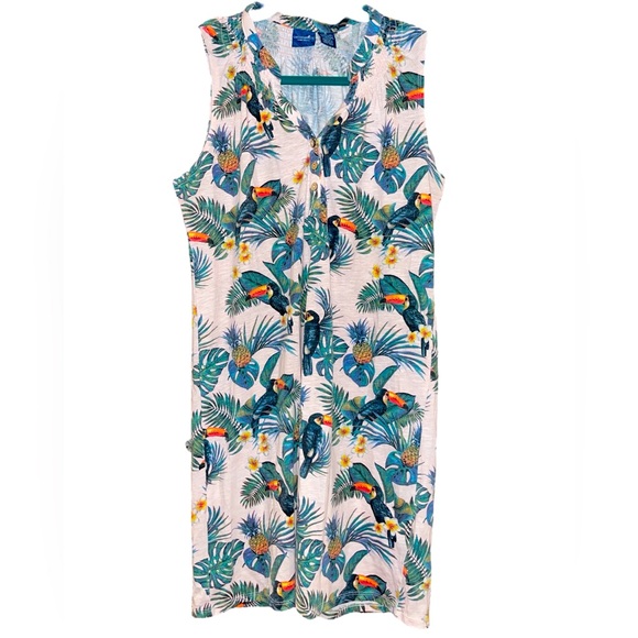 Caribbean Joe Dresses & Skirts - Caribbean Joe shirt dress size M, toucan, tropical EUC